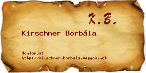 Kirschner Borbála névjegykártya